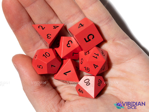 Flat Red Metal | Metal Polyhedral Dice (7)