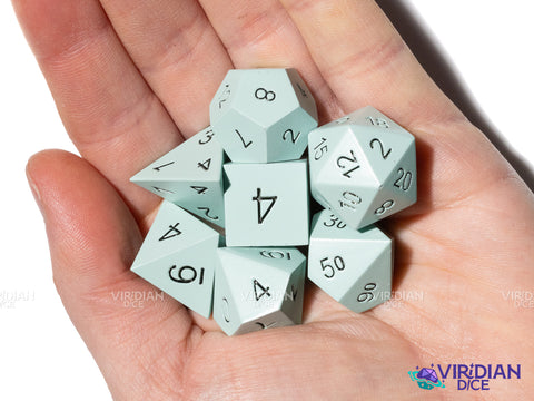 Flat Light-Blue Metal | Metal Polyhedral Dice (7)