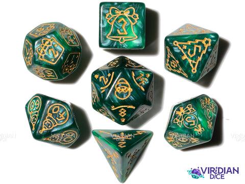 Christmas Dice (Yellow & Green) | Acrylic Polyhedral Dice (7)