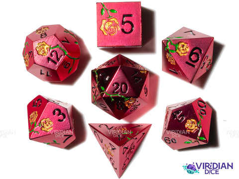 Yellow Rose | Metal Polyhedral Dice (7)