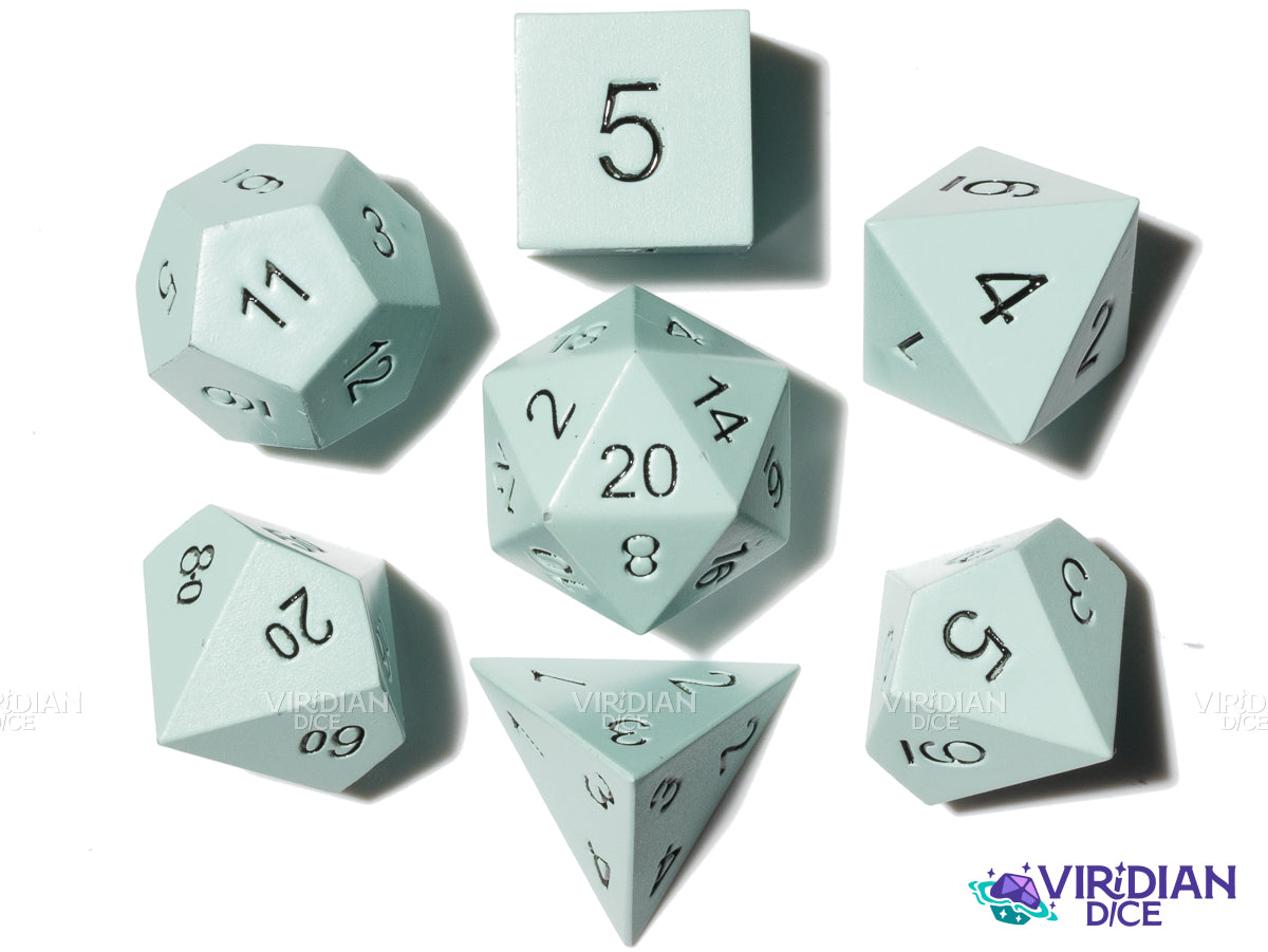 Flat Light-Blue Metal | Metal Polyhedral Dice (7)