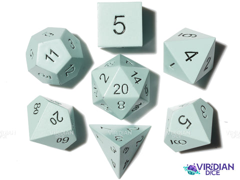 Flat Light-Blue Metal | Metal Polyhedral Dice (7)
