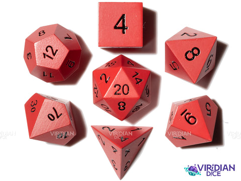 Flat Red Metal | Metal Polyhedral Dice (7)