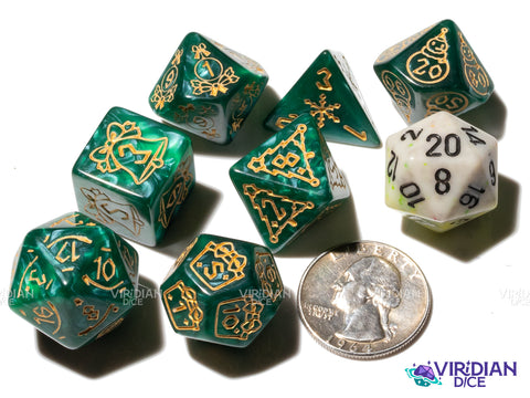 Christmas Dice (Yellow & Green) | Acrylic Polyhedral Dice (7)