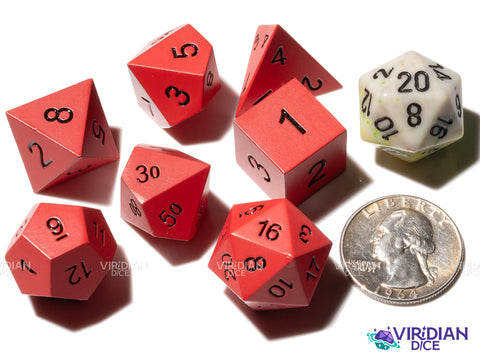 Flat Red Metal | Metal Polyhedral Dice (7)