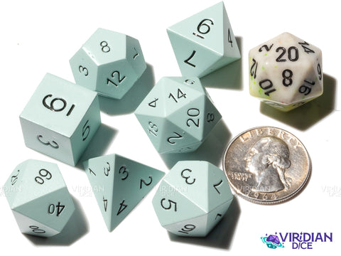 Flat Light-Blue Metal | Metal Polyhedral Dice (7)