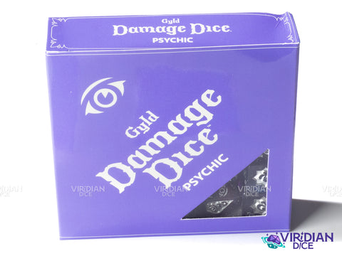 Psychic Damage Set | Blue & Purple, Silver Ink | Acrylic Polyhedral Dice (20 + Bag)