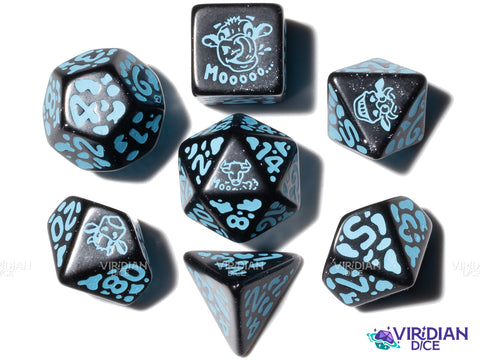 Cow Dice Set: MOOlissa | Acrylic Polyhedral Dice (7)