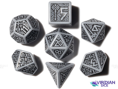 Dwarven (Gray & Black) | Q Workshop Dice Set (7) | Q Workshop