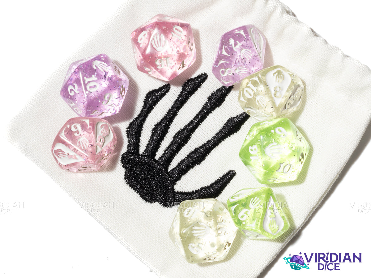 Eldritch Blast Set (Light) | Translucent Wizard | Acrylic Polyhedral Dice (8 + Bag)