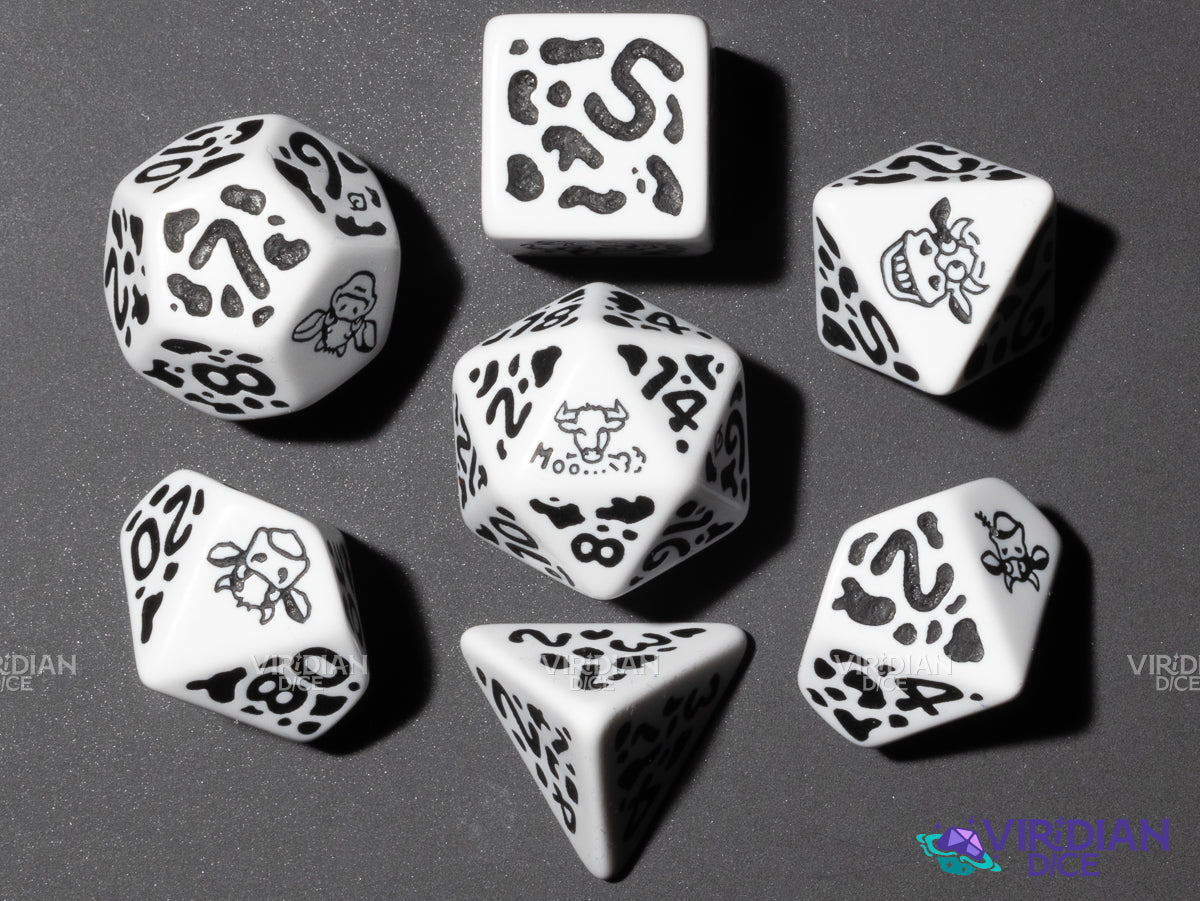 Cow Dice Set: MOOzilla | Acrylic Polyhedral Dice (7)