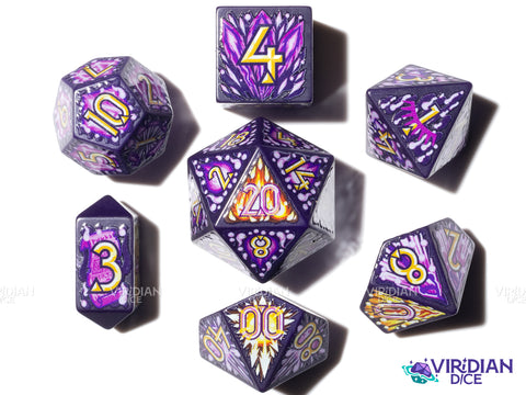 Arcane Assault | Full-Color Full-Print, Magic Missiles, Eldritch Blast Holy, Purple Bolts | Botch | Acrylic Dice Set (7)