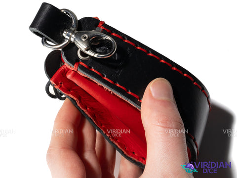Red & Black Dice Wallet | Q Workshop | Leather Pouch Dice Bag (1)