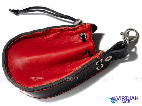Red & Black Dice Wallet | Q Workshop | Leather Pouch Dice Bag (1)
