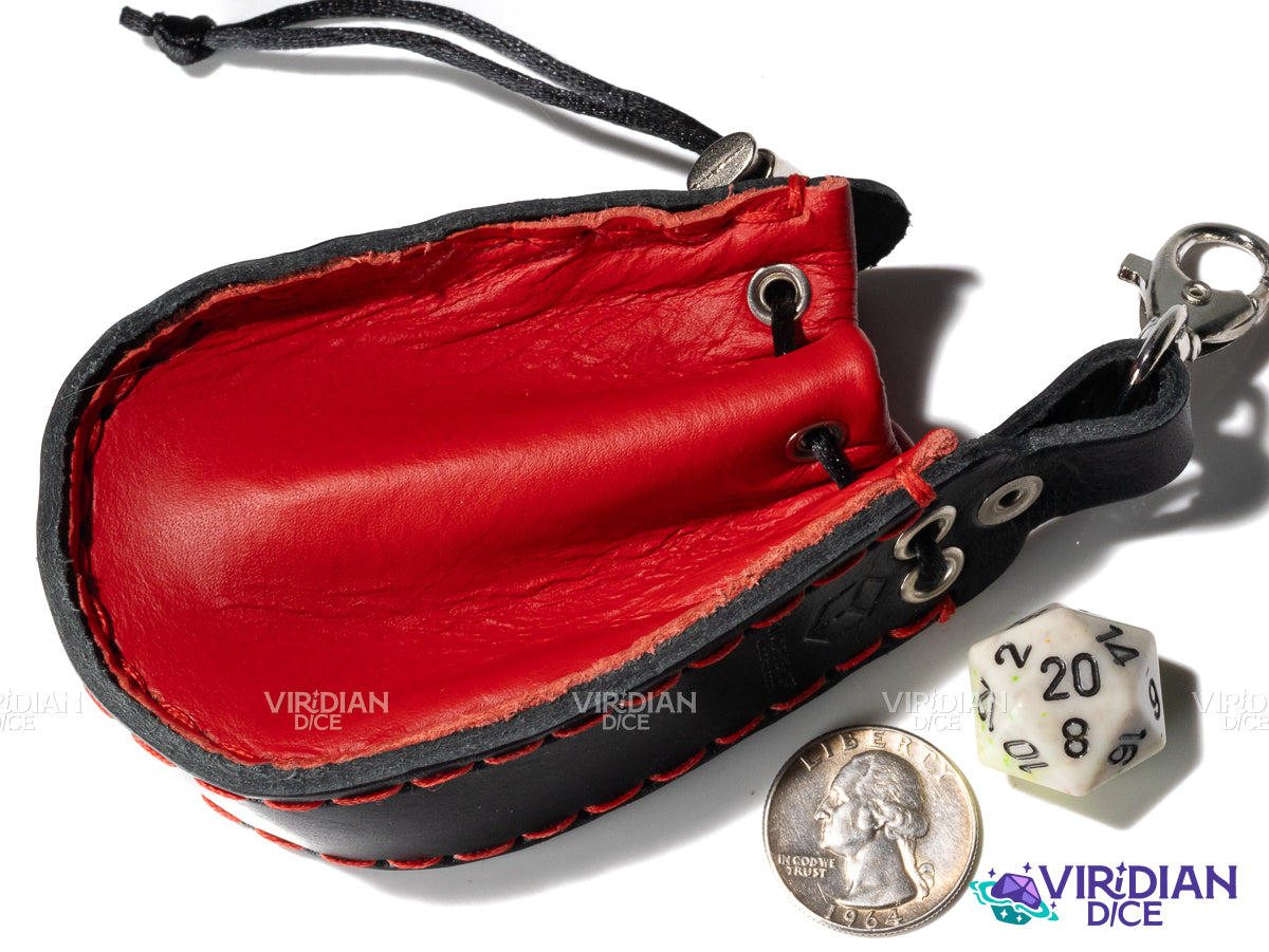 Red & Black Dice Wallet | Q Workshop | Leather Pouch Dice Bag (1)