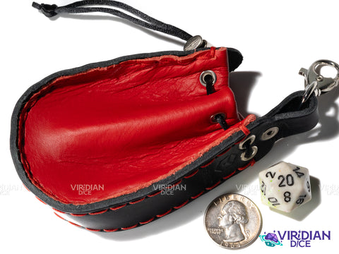 Red & Black Dice Wallet | Q Workshop | Leather Pouch Dice Bag (1)