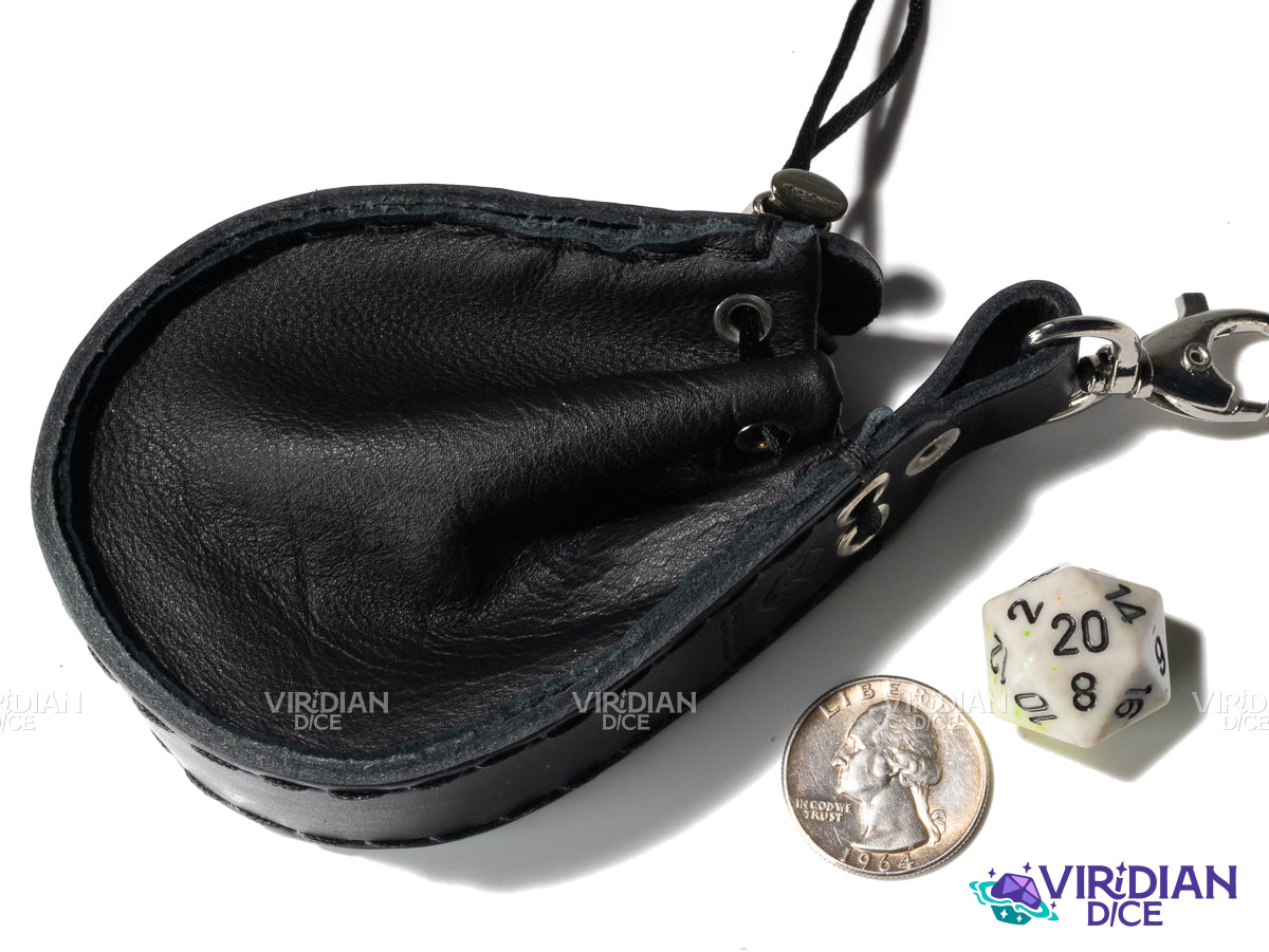 Black on Black Dice Wallet | Q Workshop | Leather Pouch Dice Bag (1)