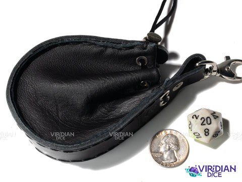 Black on Black Dice Wallet | Q Workshop | Leather Pouch Dice Bag (1)