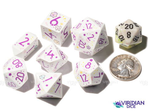 Whimsical Pals | Cartoon Animal Friends, Full-Color Full-Print | Botch | Acrylic Dice Set (7)