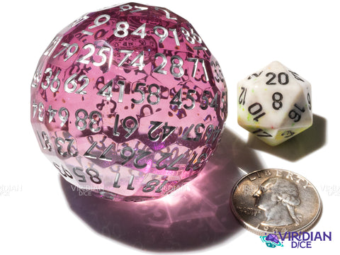 Sangria D100 (Liquid Core) | Purple, Pink, Clear & Translucent, Liquid Core, Sharp-Edged, Faceted | Resin D100 Die (1)