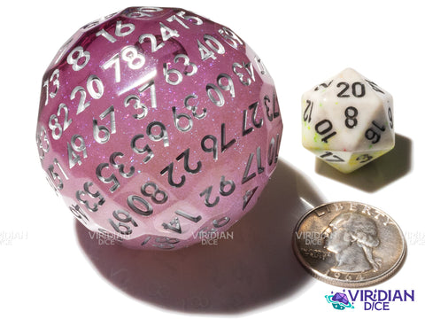 Sangria D100 (Liquid Core) | Purple, Pink, Clear & Translucent, Liquid Core, Sharp-Edged, Faceted | Resin D100 Die (1)