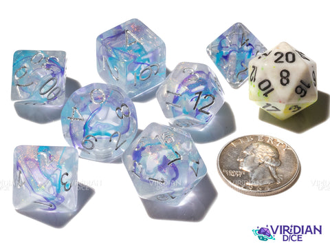 Mountain Storm | Blue & Purple Nebula | Resin Polyhedral Dice (7)