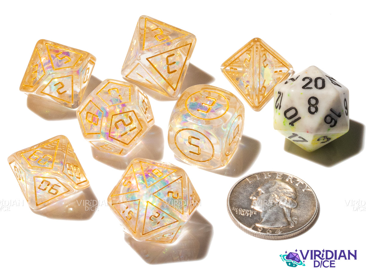 Gold Digital Frame | Holographic Foil | Resin Polyhedral Dice (7)