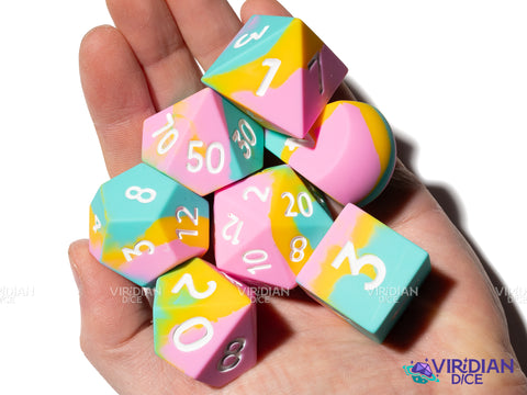 Tropical Vacation (Super Silicone) | Quishy, Smooth Finish | Oversized Silicone Polyhedral Dice (7)