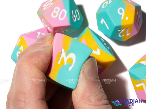 Tropical Vacation (Super Silicone) | Quishy, Smooth Finish | Oversized Silicone Polyhedral Dice (7)