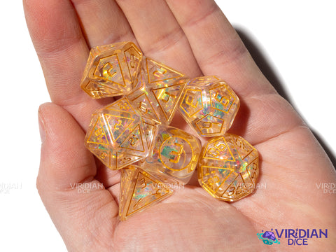 Gold Digital Frame | Holographic Foil | Resin Polyhedral Dice (7)