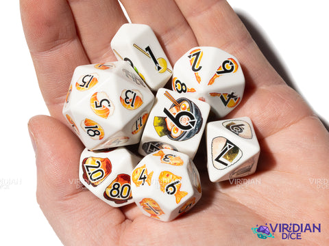 Kawaii Cuisine | Sushi, Ramen, Purin, Japanese Food, Full-Color Full-Print | Botch | Acrylic Dice Set (7)