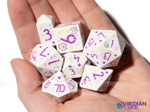 Whimsical Pals | Cartoon Animal Friends, Full-Color Full-Print | Botch | Acrylic Dice Set (7)