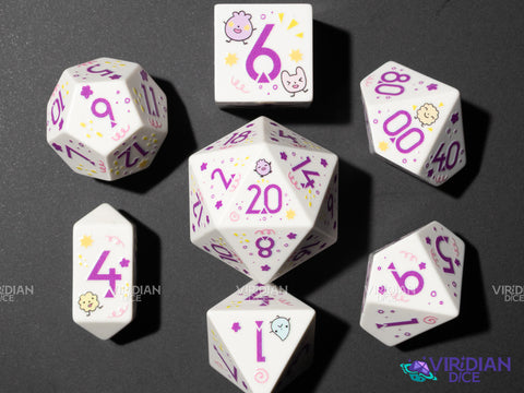 Whimsical Pals | Cartoon Animal Friends, Full-Color Full-Print | Botch | Acrylic Dice Set (7)