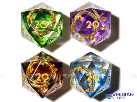Elven Rings of D20 Power (Set of 4) | Lord of the Dice, Multi-Color | Resin Polyhedral Dice (7)