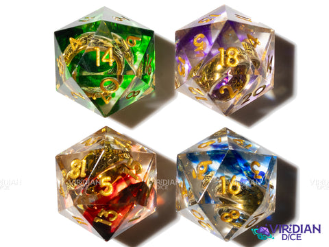 Elven Rings of D20 Power (Set of 4) | Lord of the Dice, Multi-Color | Resin Polyhedral Dice (7)