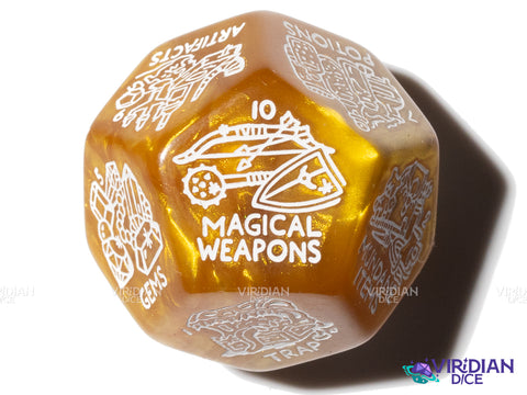 Treasure Generator Die | Random D&D Loot/Reward Trove Dice, 30mm | Giant Acrylic D12 (1)