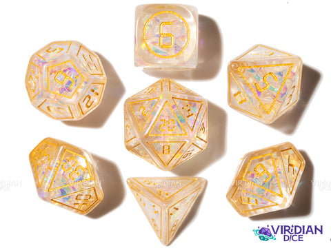 Gold Digital Frame | Holographic Foil | Resin Polyhedral Dice (7)