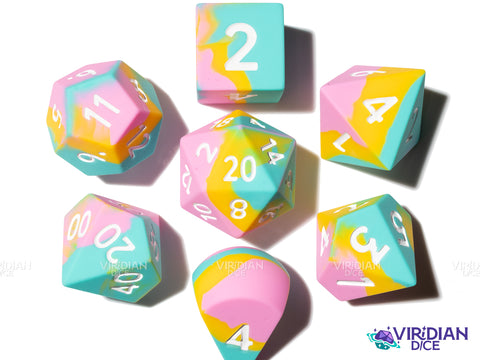 Tropical Vacation (Super Silicone) | Quishy, Smooth Finish | Oversized Silicone Polyhedral Dice (7)