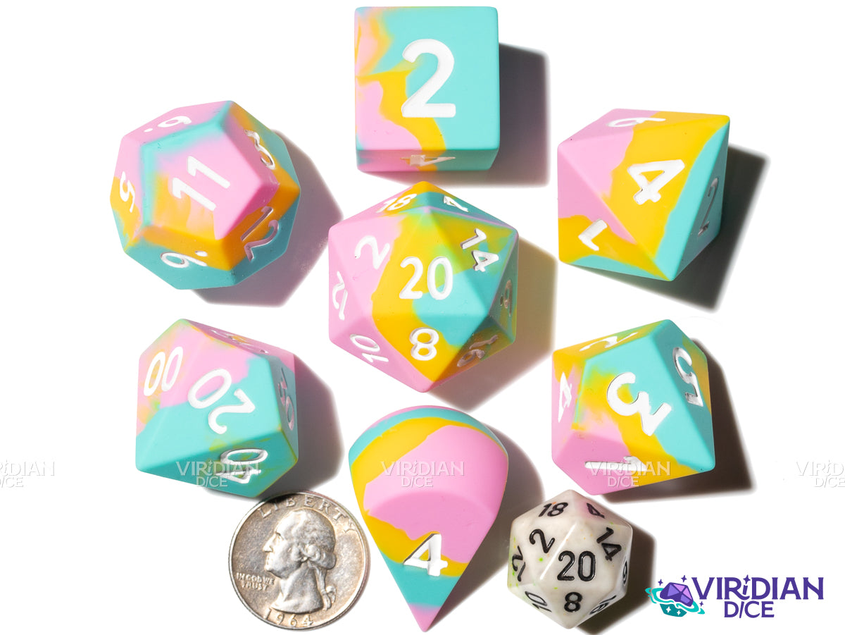 Tropical Vacation (Super Silicone) | Quishy, Smooth Finish | Oversized Silicone Polyhedral Dice (7)