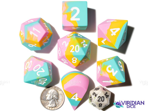 Tropical Vacation (Super Silicone) | Quishy, Smooth Finish | Oversized Silicone Polyhedral Dice (7)