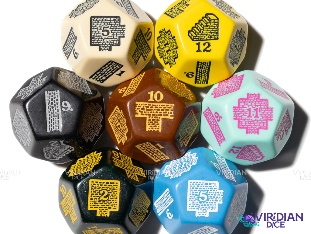 Dungeon: Layout Generator Die | Create Maps/Rooms Randomly, Layout/Blueprint Dice, Crafted Brick Design | Giant D12 Acrylic (1)