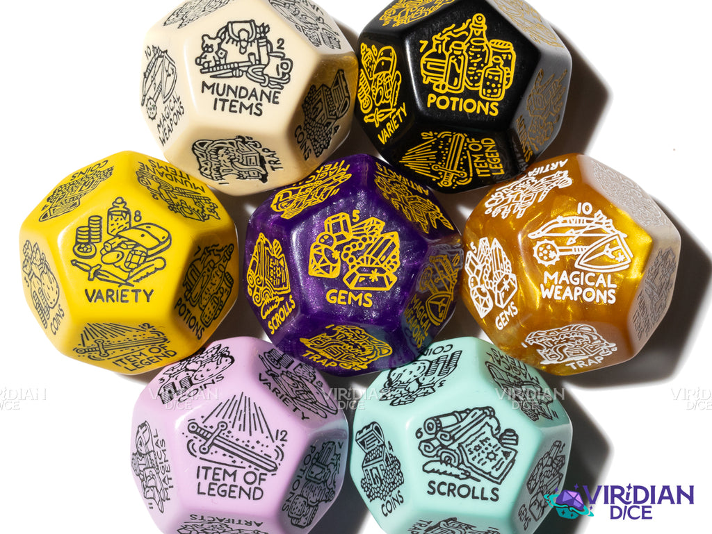 Treasure Generator Die | Random D&D Loot/Reward Trove Dice, 30mm | Giant Acrylic D12 (1)