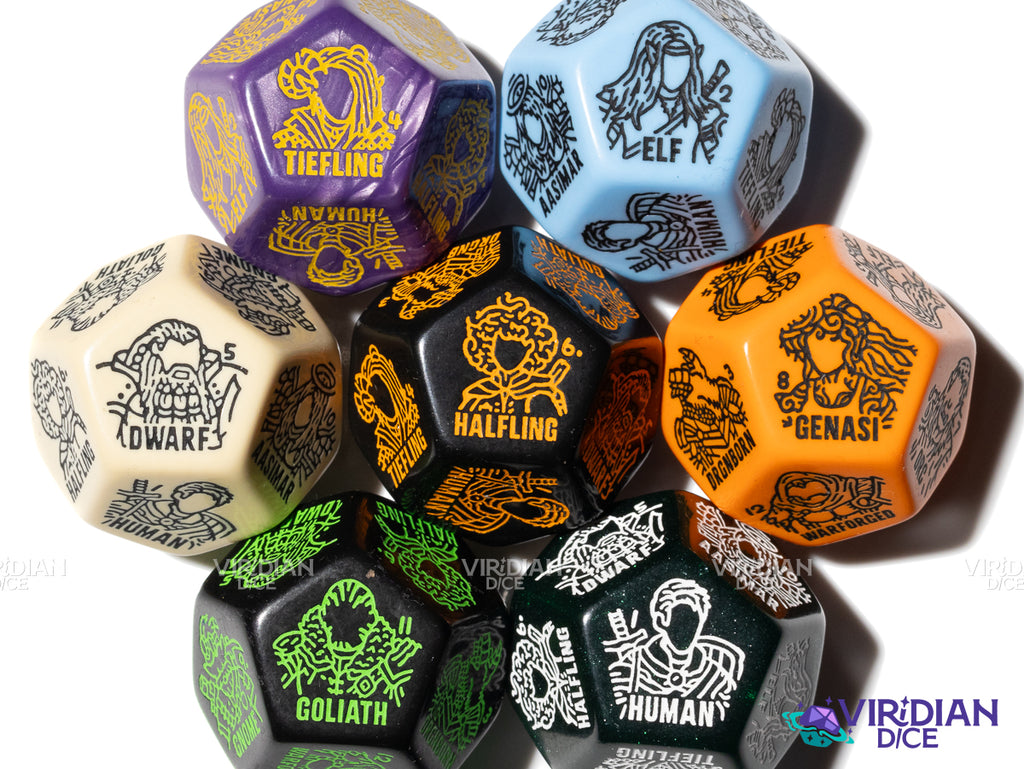 Character: Race/Species Generator Die | D&D Racial Fantasy, Giant 12-Sided Random/Improv TTRPG DnD Character Dice | Acrylic Giant D12 (1)