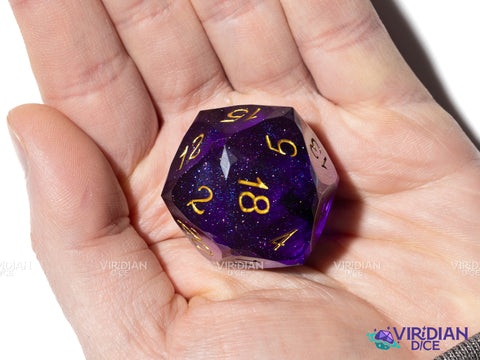Purple Gemcut D20 | Faceted | Oversized Resin D20 Die(1)