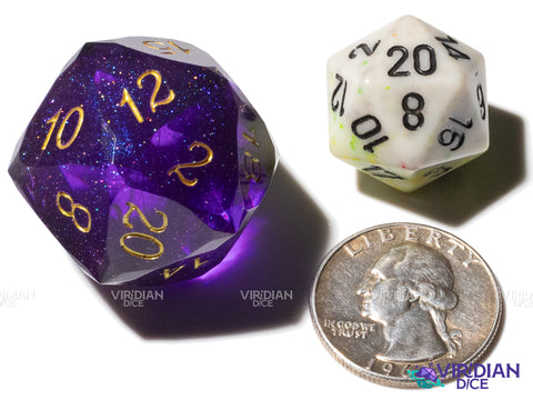 Purple Gemcut D20 | Faceted | Oversized Resin D20 Die(1)