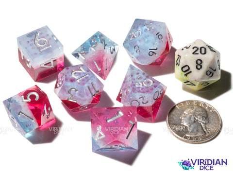 Space Martini | Red Liquor Colored, Blue, White Foam, Tasty Looking | Resin Polyhedral Dice (7)