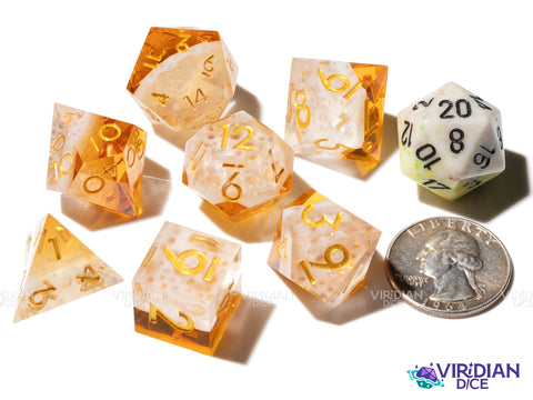 Brews For The Boys | IPA/Sharp Ale Colored, Bubbly, Golden, White Foam | Resin Polyhedral Dice (7)