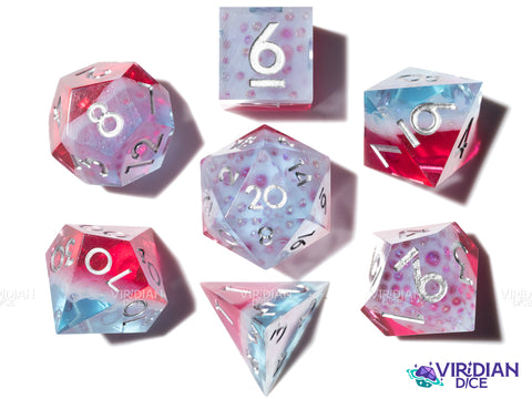 Space Martini | Red Liquor Colored, Blue, White Foam, Tasty Looking | Resin Polyhedral Dice (7)