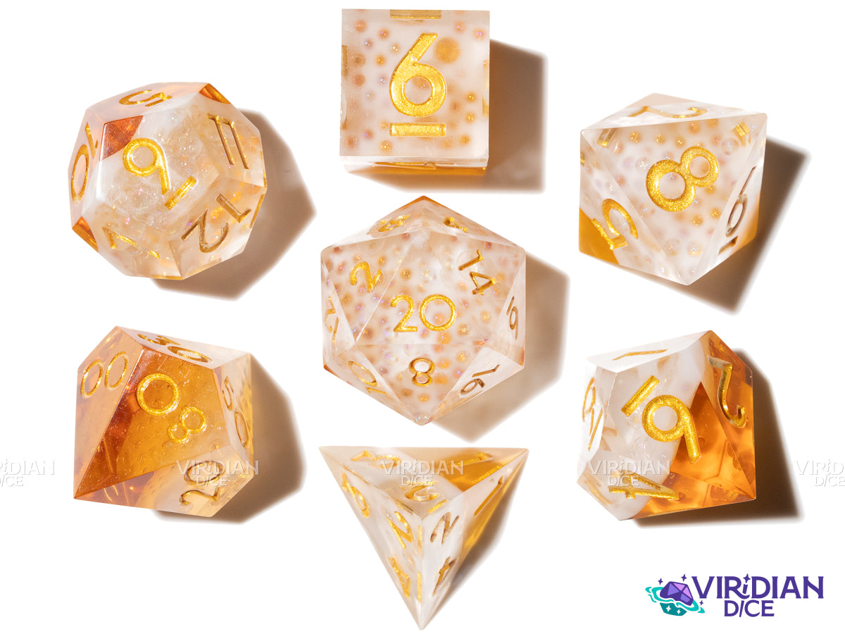 Brews For The Boys | IPA/Sharp Ale Colored, Bubbly, Golden, White Foam | Resin Polyhedral Dice (7)