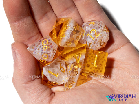 Brews For The Boys | IPA/Sharp Ale Colored, Bubbly, Golden, White Foam | Resin Polyhedral Dice (7)